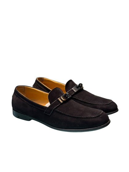 Hermès Kelly Day Black Suede Loafers