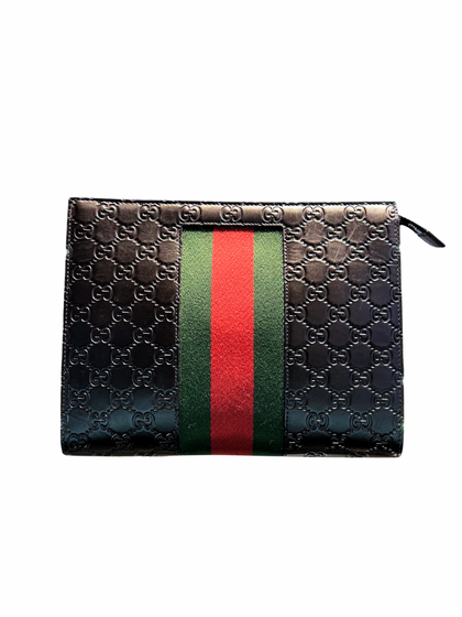 Gucci Embossed Leather Stripe Pochette