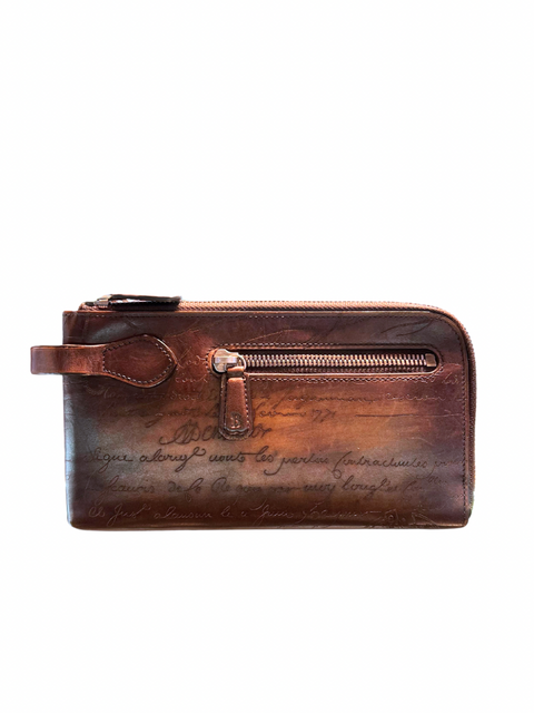 Berluti Scritto Tiriwa Brown Zipped Pouch