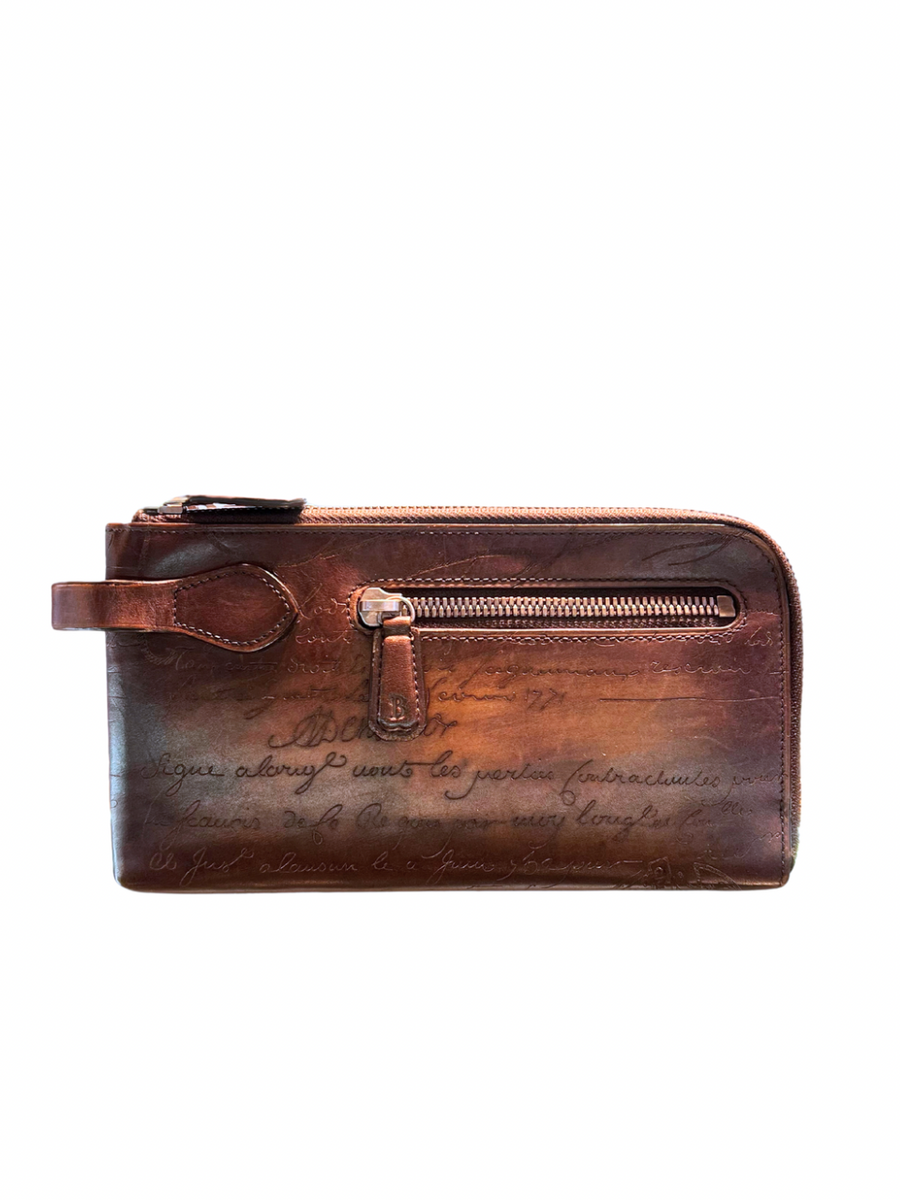 Berluti Scritto Tiriwa Brown Zipped Pouch