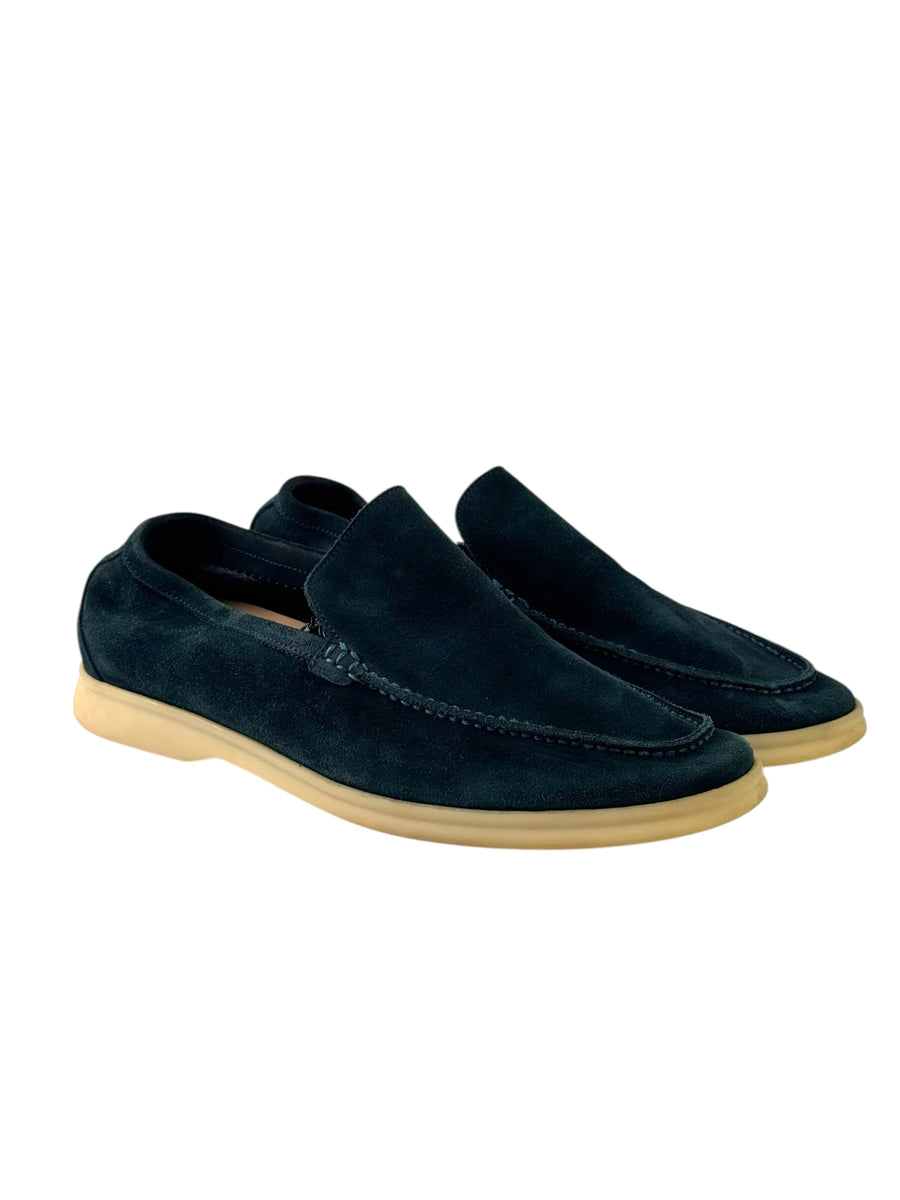 Loro Piana Summer Walk Petrol Green Suede Slip On