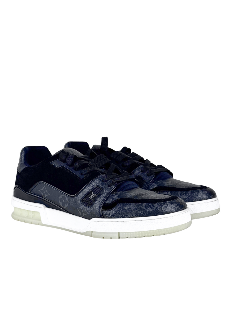 Louis Vuitton Eclipse Monogram Black Suede Trainer Sneakers