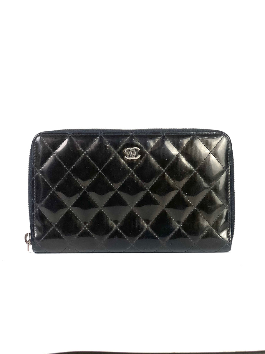 Chanel Patent Leather Black Long Wallet