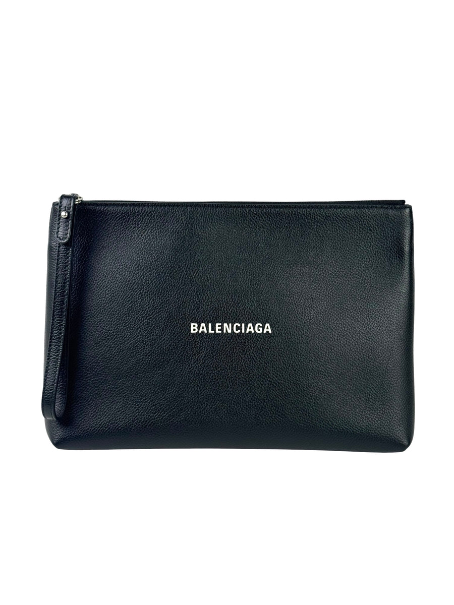 Balenciaga Grain Leather Logo Pochette