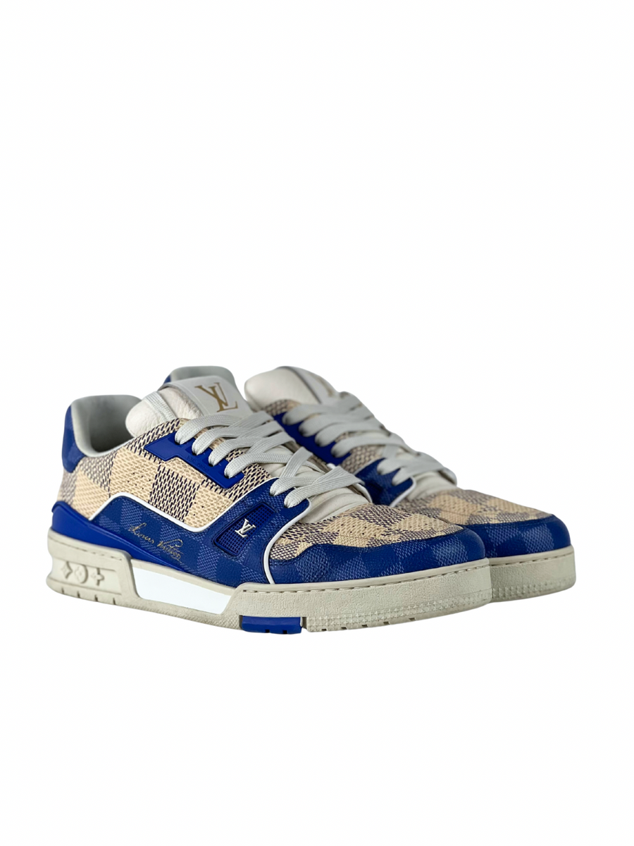 Louis Vuitton 3D Damier Blue Beige Trainer Sneakers