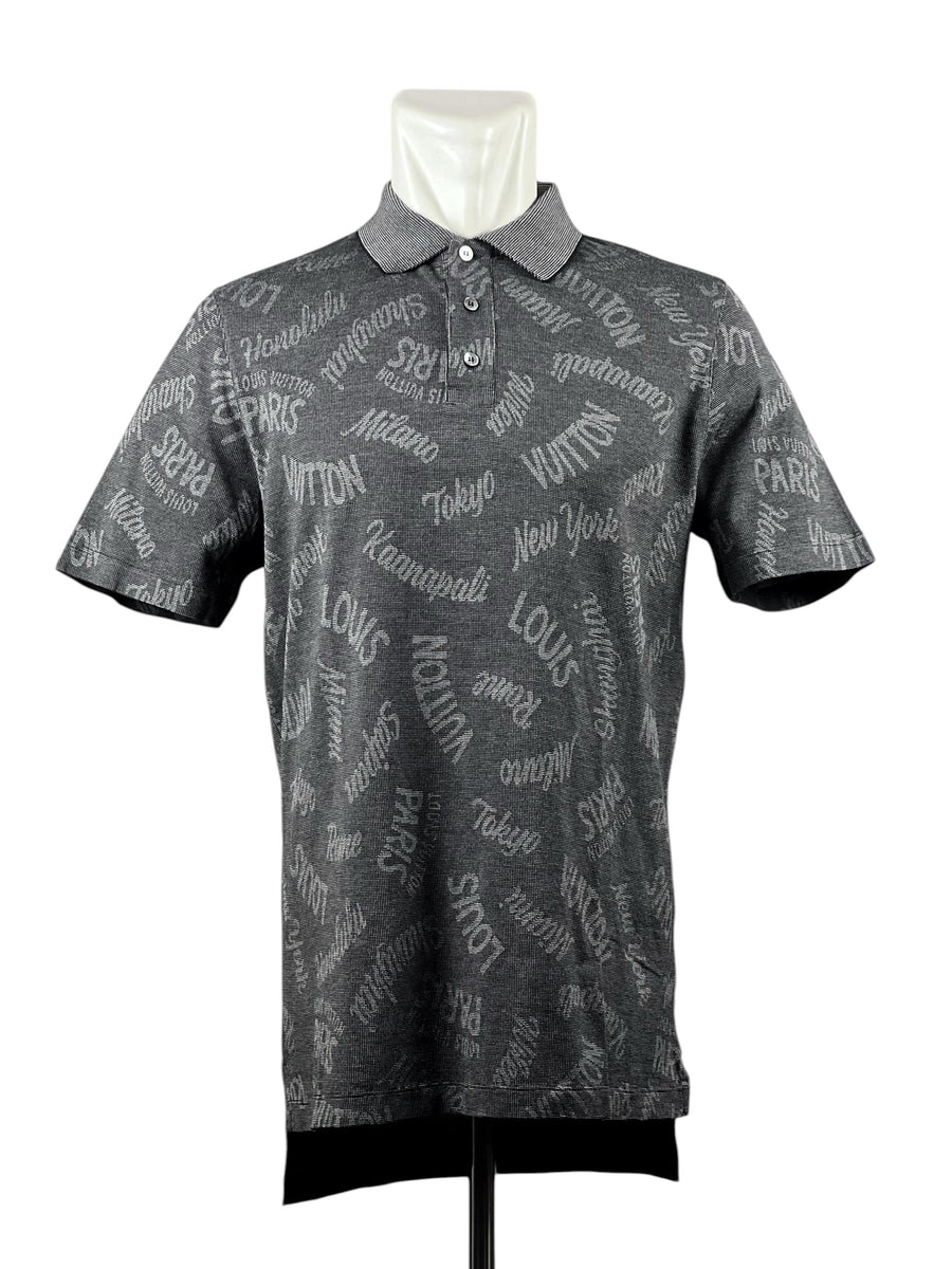 Louis Vuitton Cotton Cities Print Grey Polo Shirt