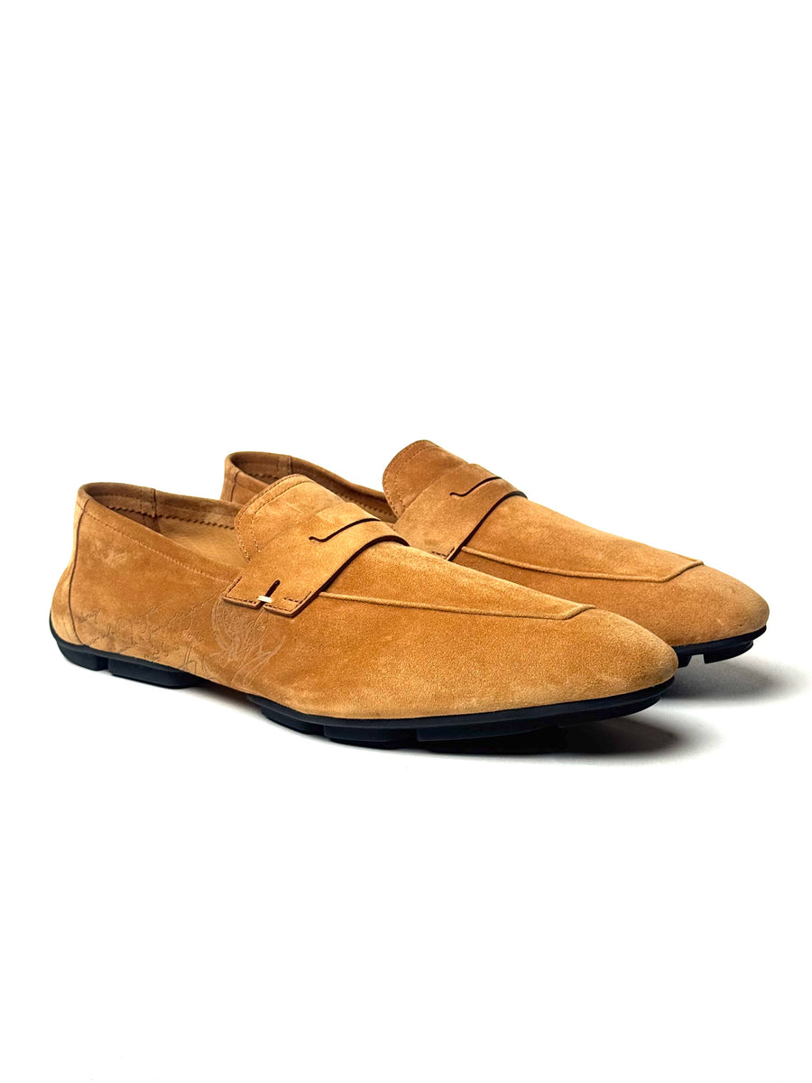 Berluti Lorenzo Scritto Brown Suede Loafers