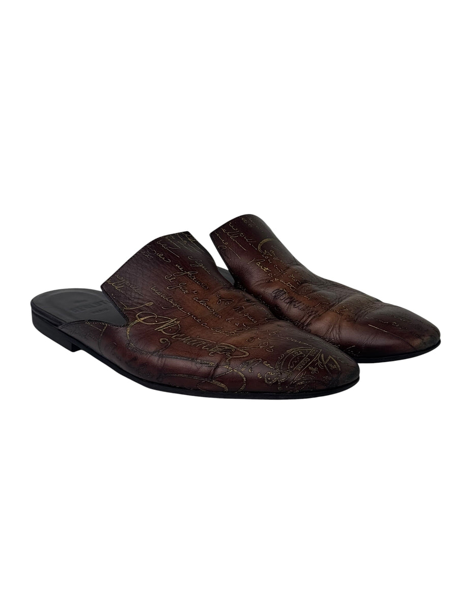 Berluti Scritto Golden Patina Chyrus Mules