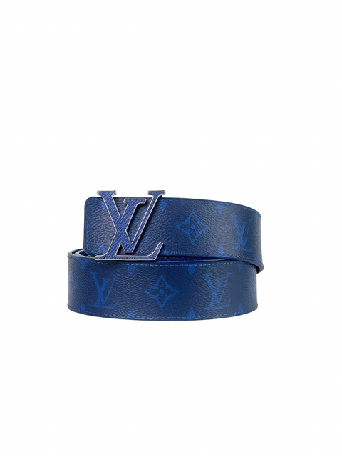 Louis Vuitton Initial Logo Taiga Blue Monogram Reversible Belt