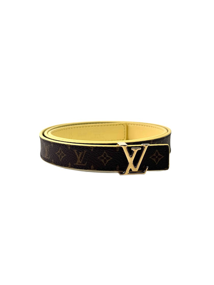 Louis Vuitton Gold Buckle 20MM Monogram Macassar Belt