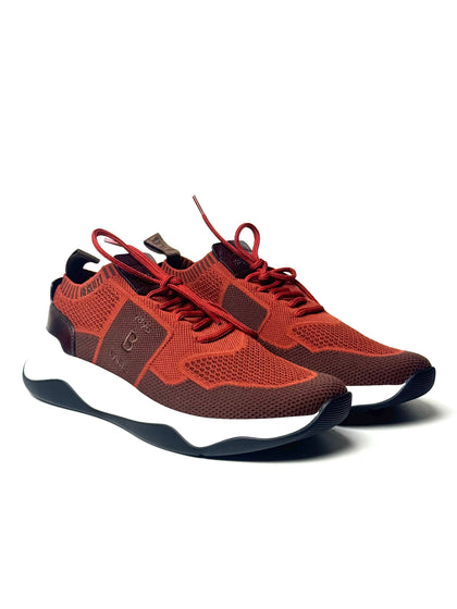 Berluti Knit B Logo Red Sneakers