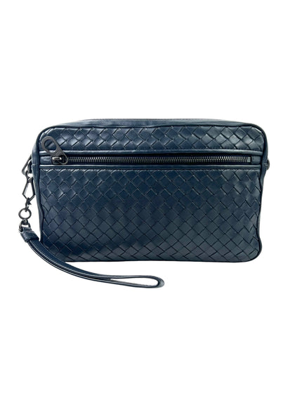 Bottega Veneta Intrecciato Navy Kasai Pouch