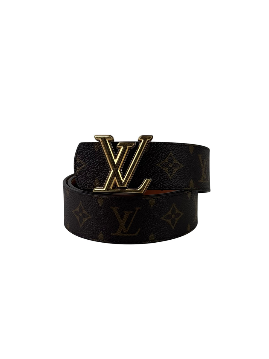 Louis Vuitton Gold Buckle Monogram Macassar Reversible Belt
