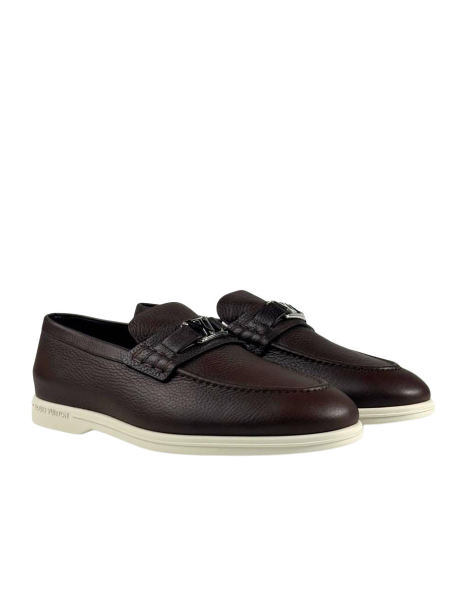 Louis Vuitton Estate Logo Mocha Leather Loafers