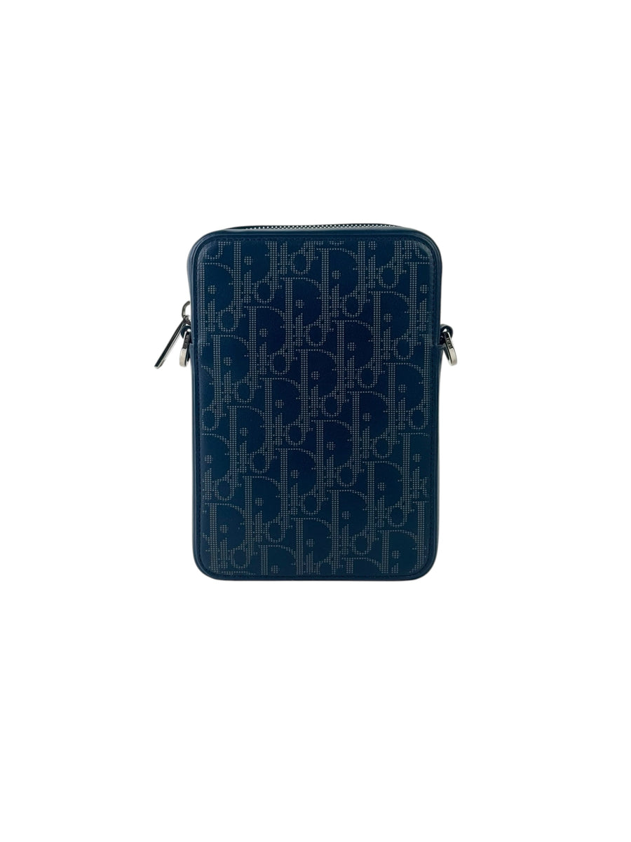Christian Dior Blue Oblique Laser Vertical Pouch Bag