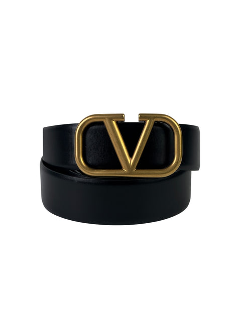 Valentino Garavani Signature Calfskin Belt 40mm Black