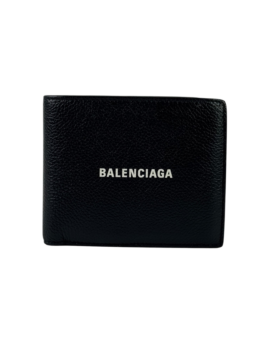 Balenciaga Logo Grain Leather Bifold Wallet