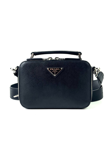Prada Brique Saffiano Leather Triangle Logo Sling Bag