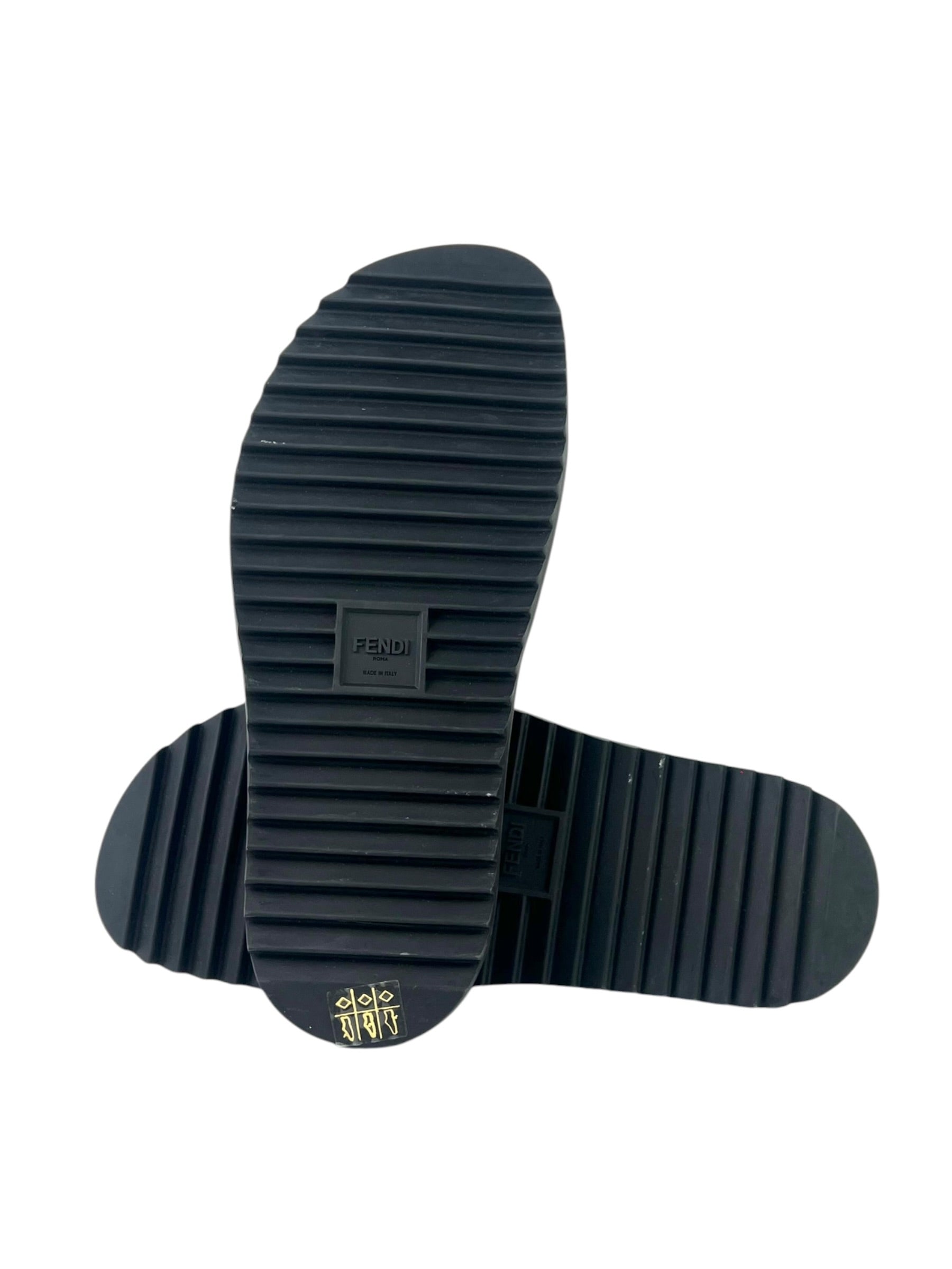 Fendi Diagonal FF Logo Red Black Slide