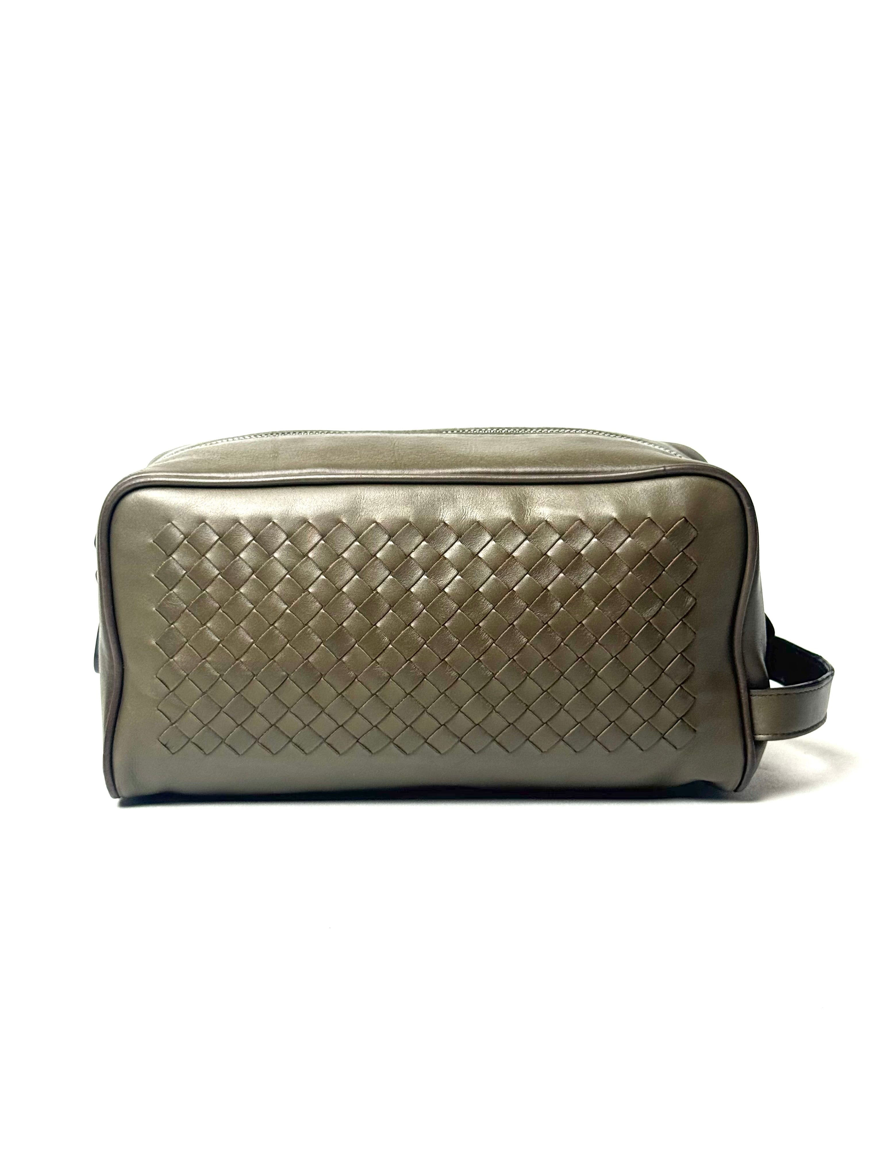 Bottega Veneta Intrecciato Khaki Toiletry Pouch