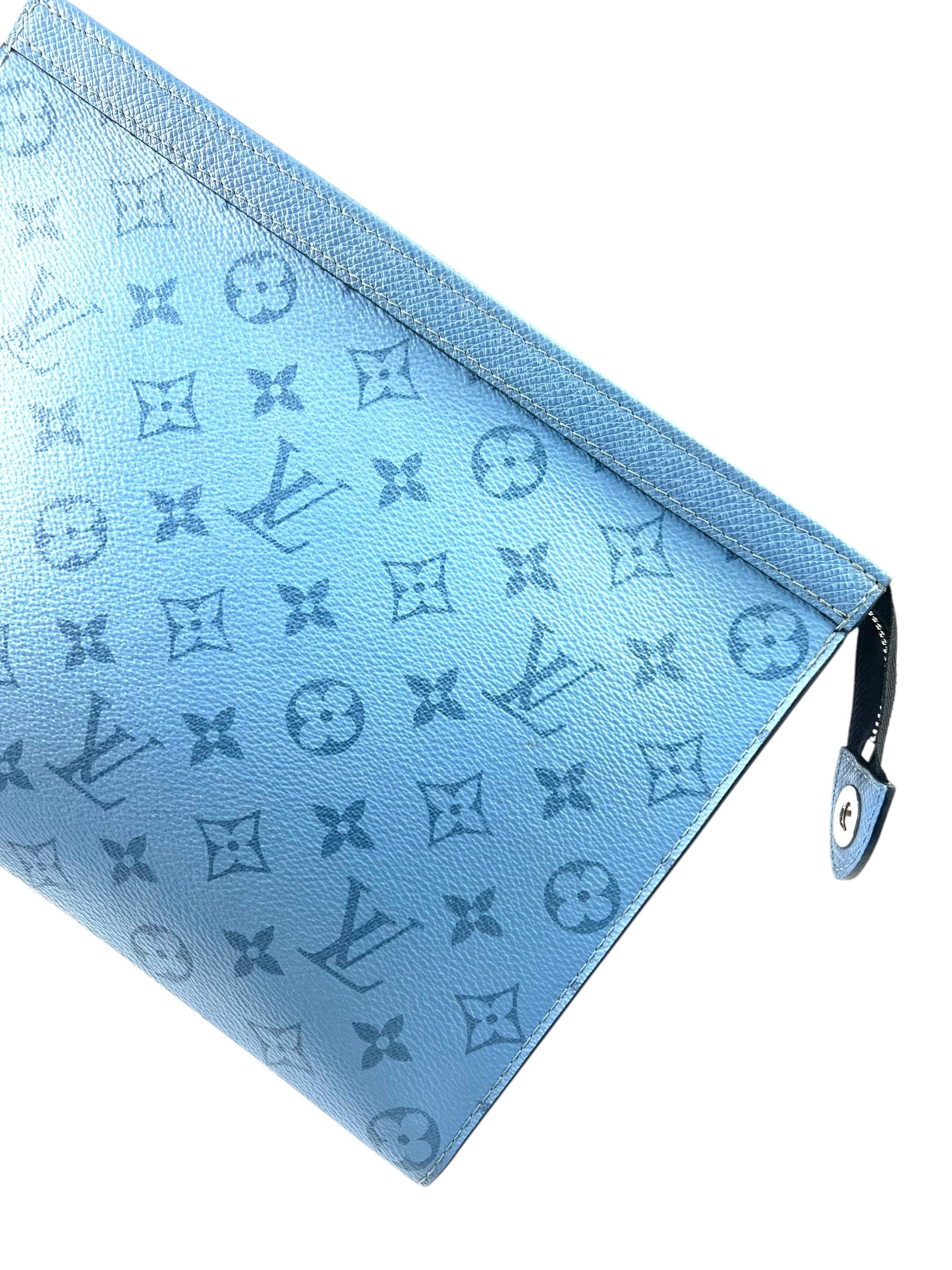 Louis Vuitton Eclipse Monogram Taigarama Blue Pochette Voyage