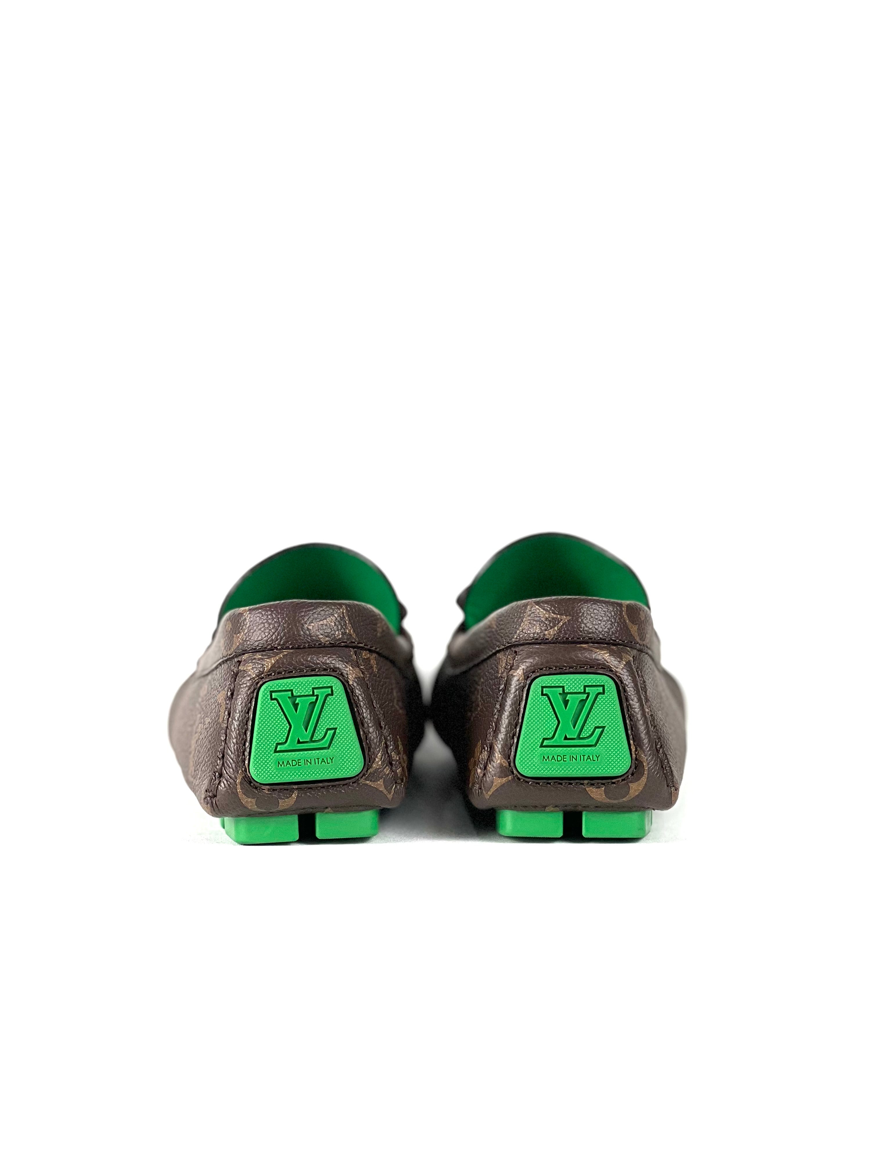 Louis Vuitton Driver Monogram Macassar Green Loafers