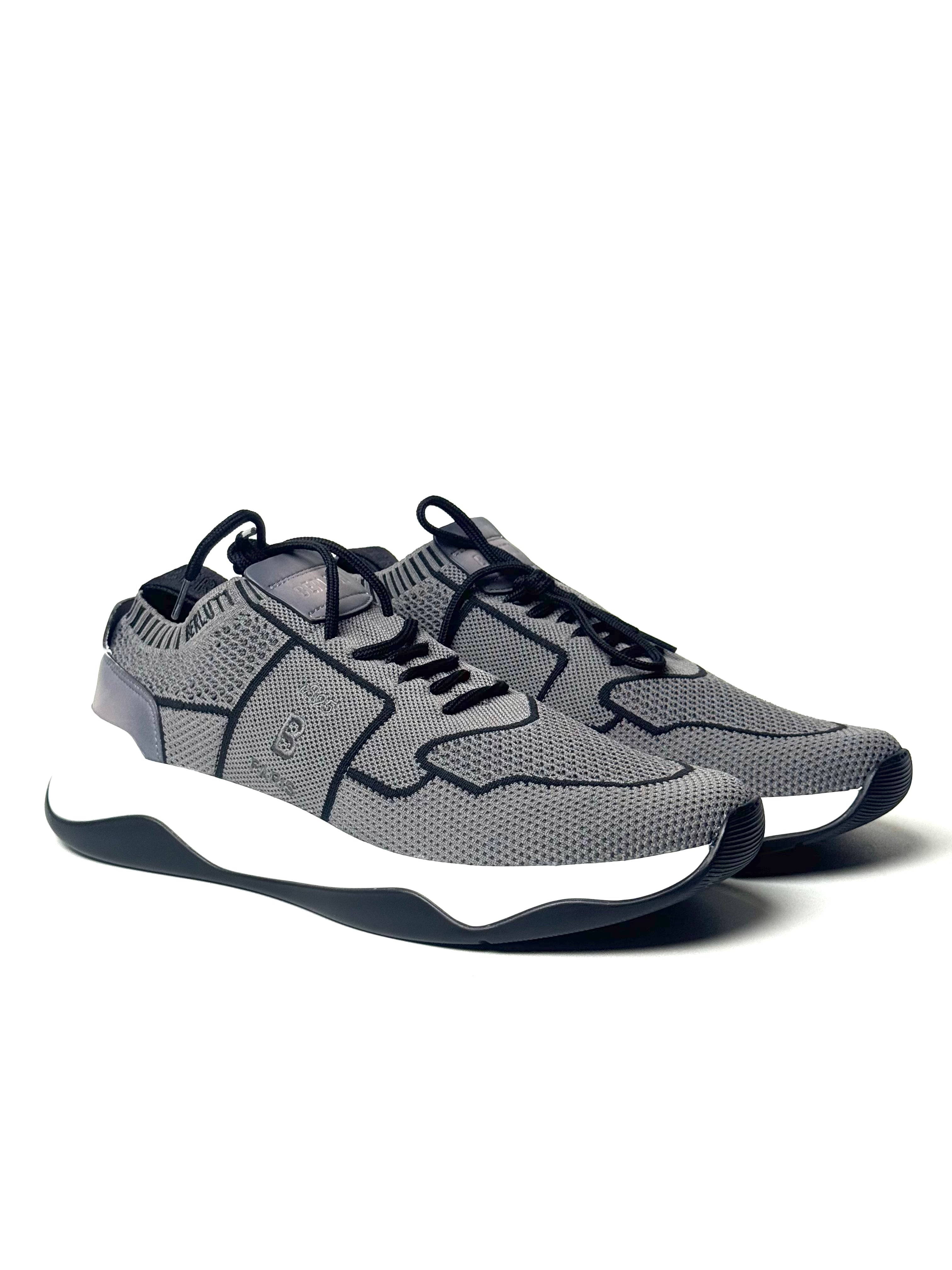 Berluti Knit B Logo Grey Sneakers