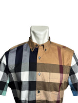 Burberry London Brown Blue Check Short Sleeve Shirt 2