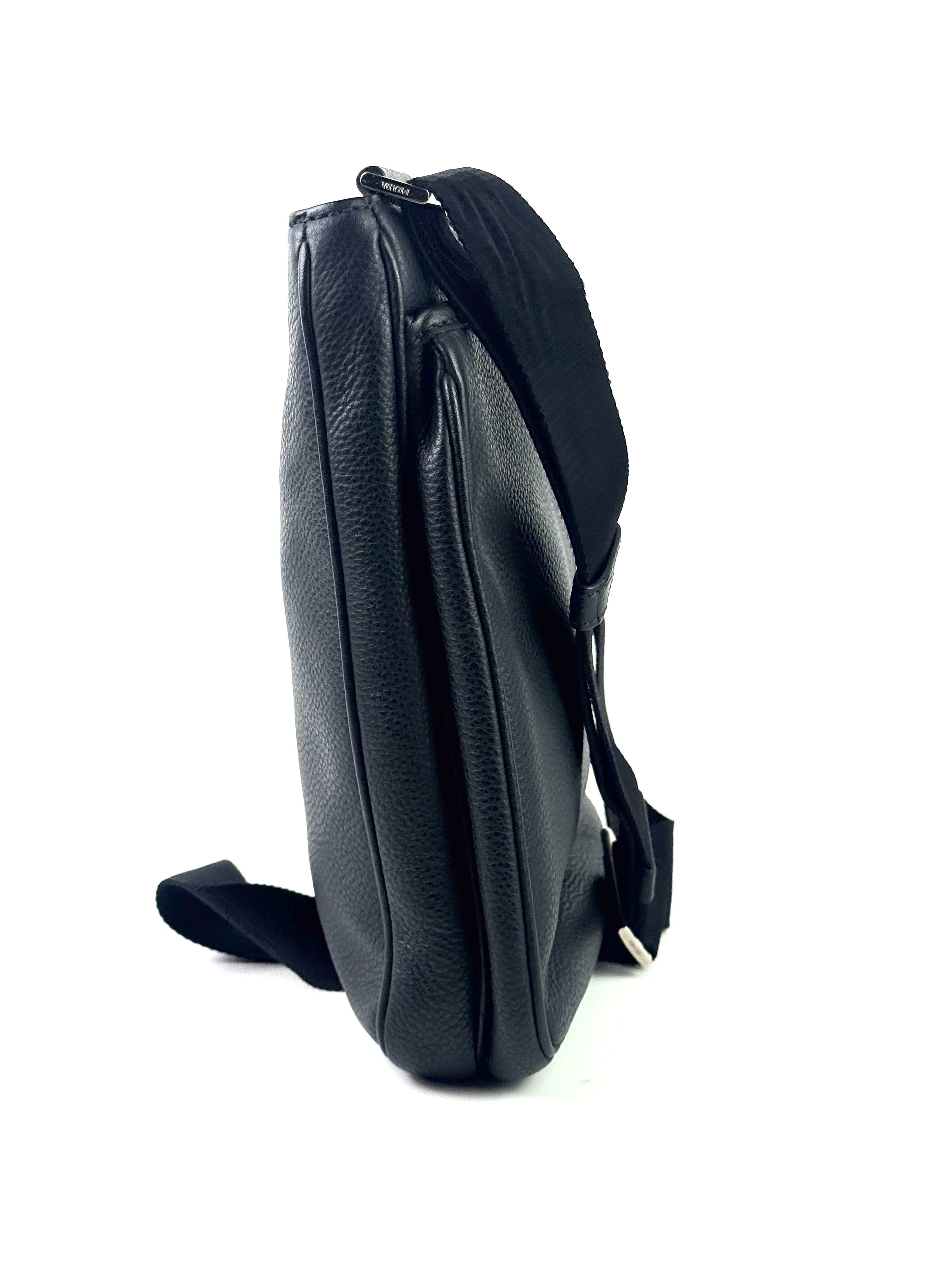 Prada Triangle Logo Grain Leather Messenger Bag