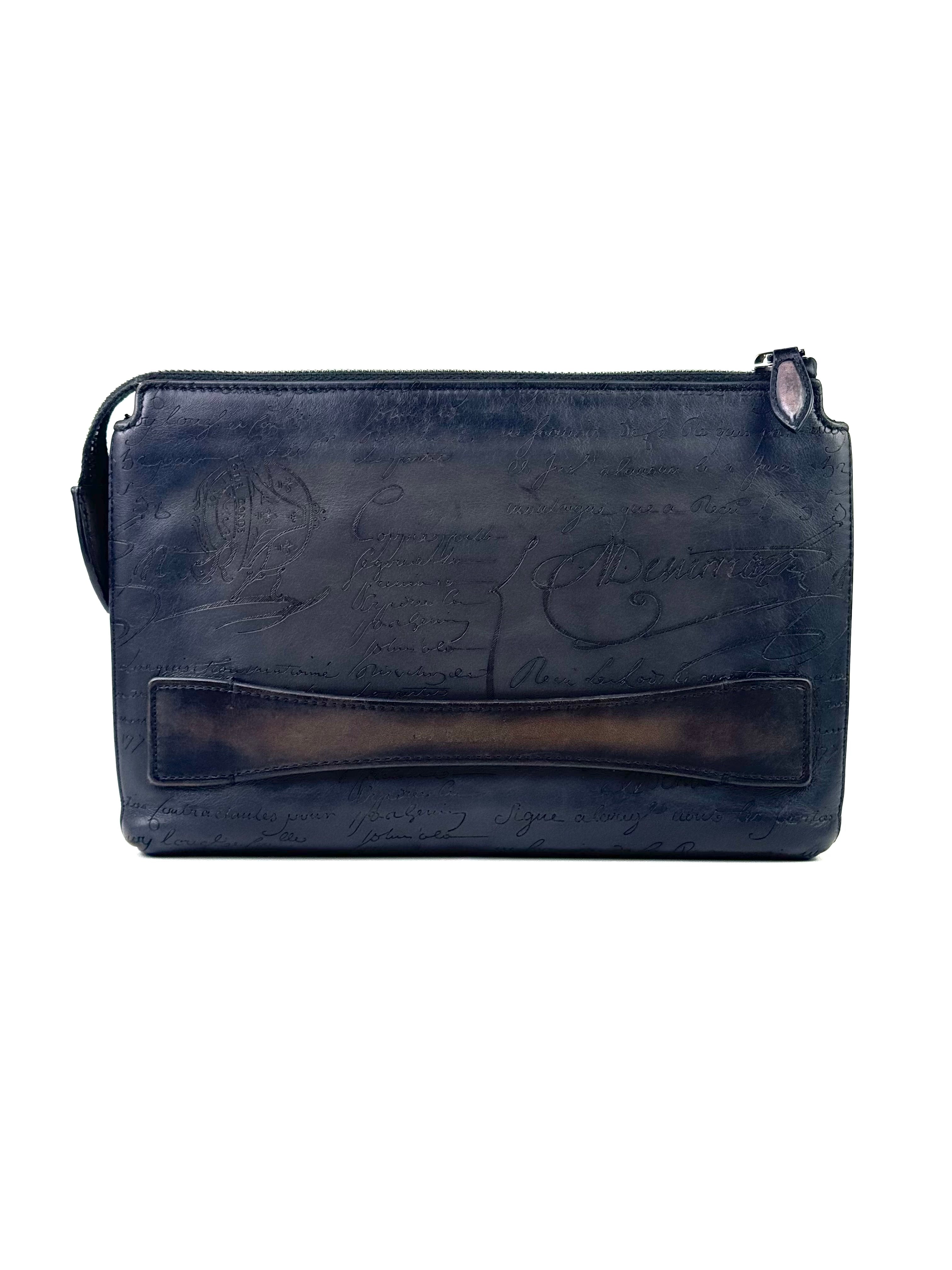 Berluti Scritto Grey Tersio Zipped Pouch