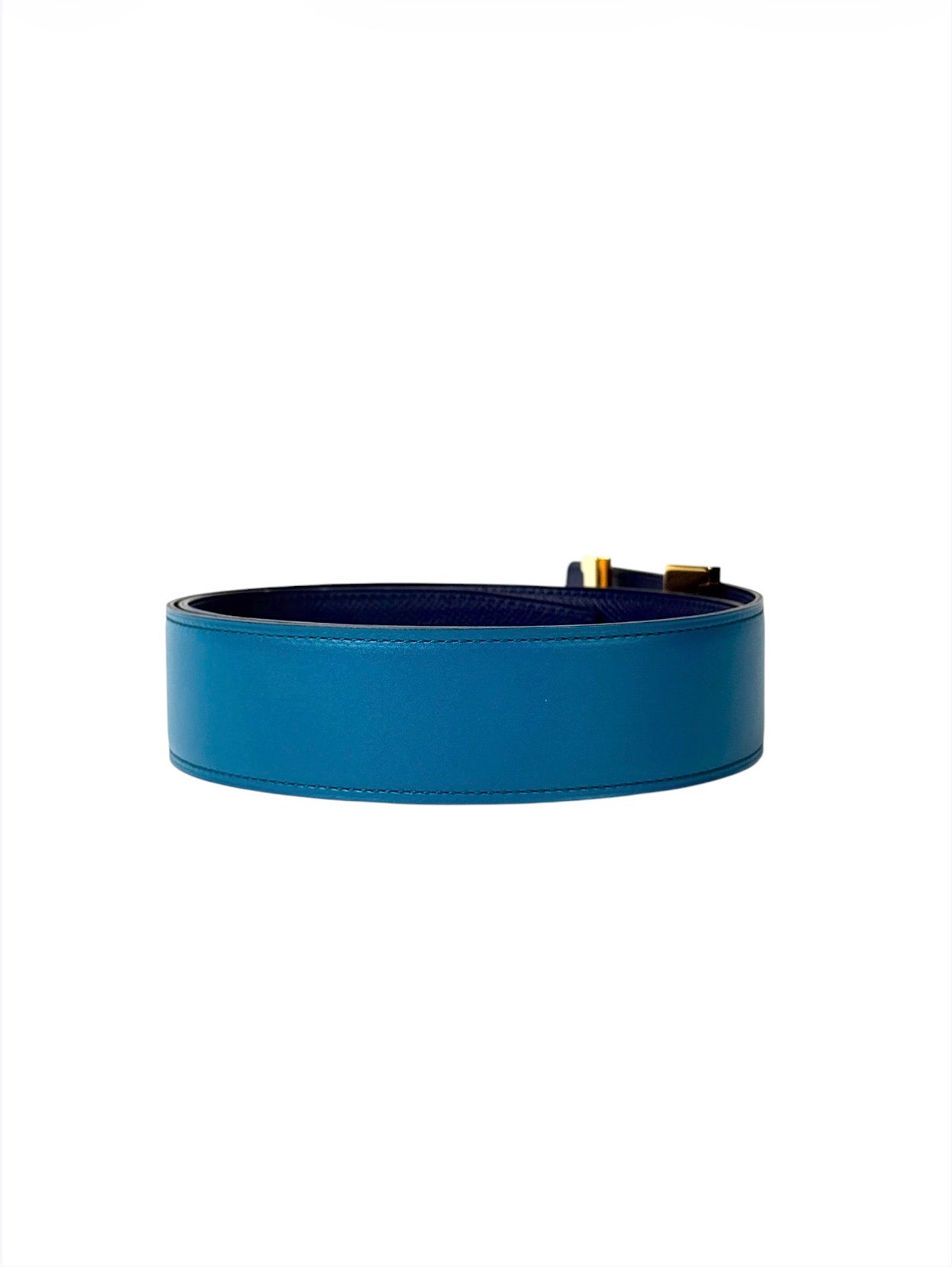 Hermès H Buckle Gold 40MM Blue Reversible Belt