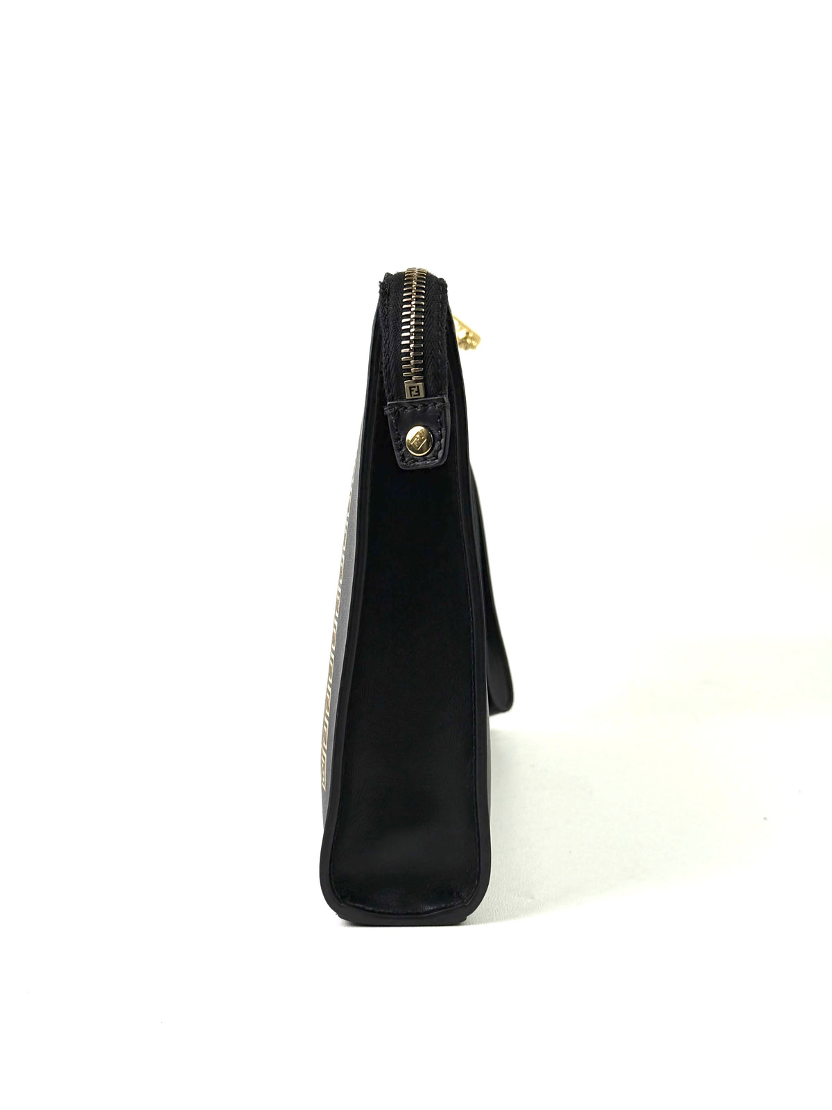 Fendi x Versace Leather Logo Black Clutch