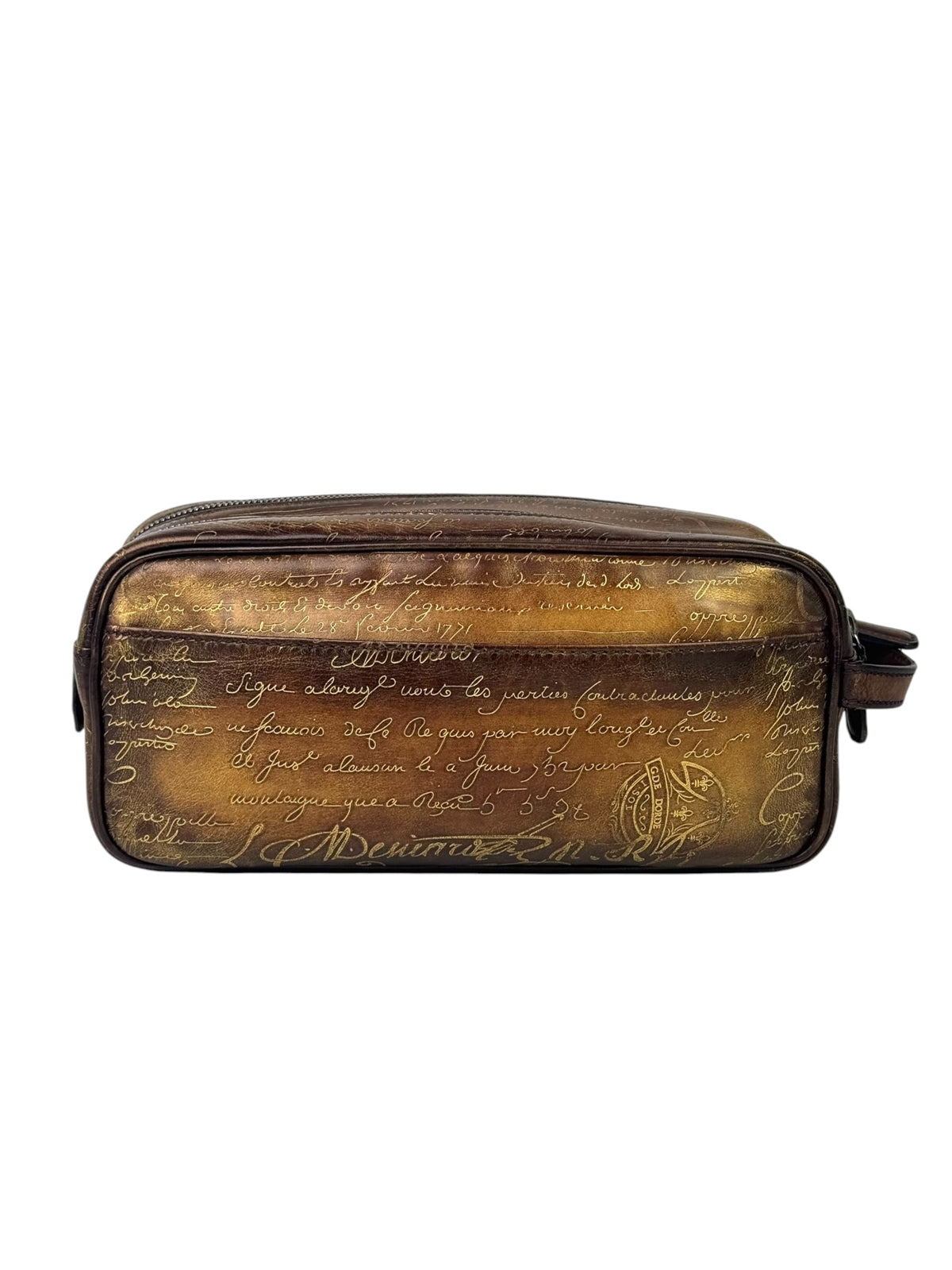 Berluti Scritto Golden Patina Formula Brown Toiletry Pouch