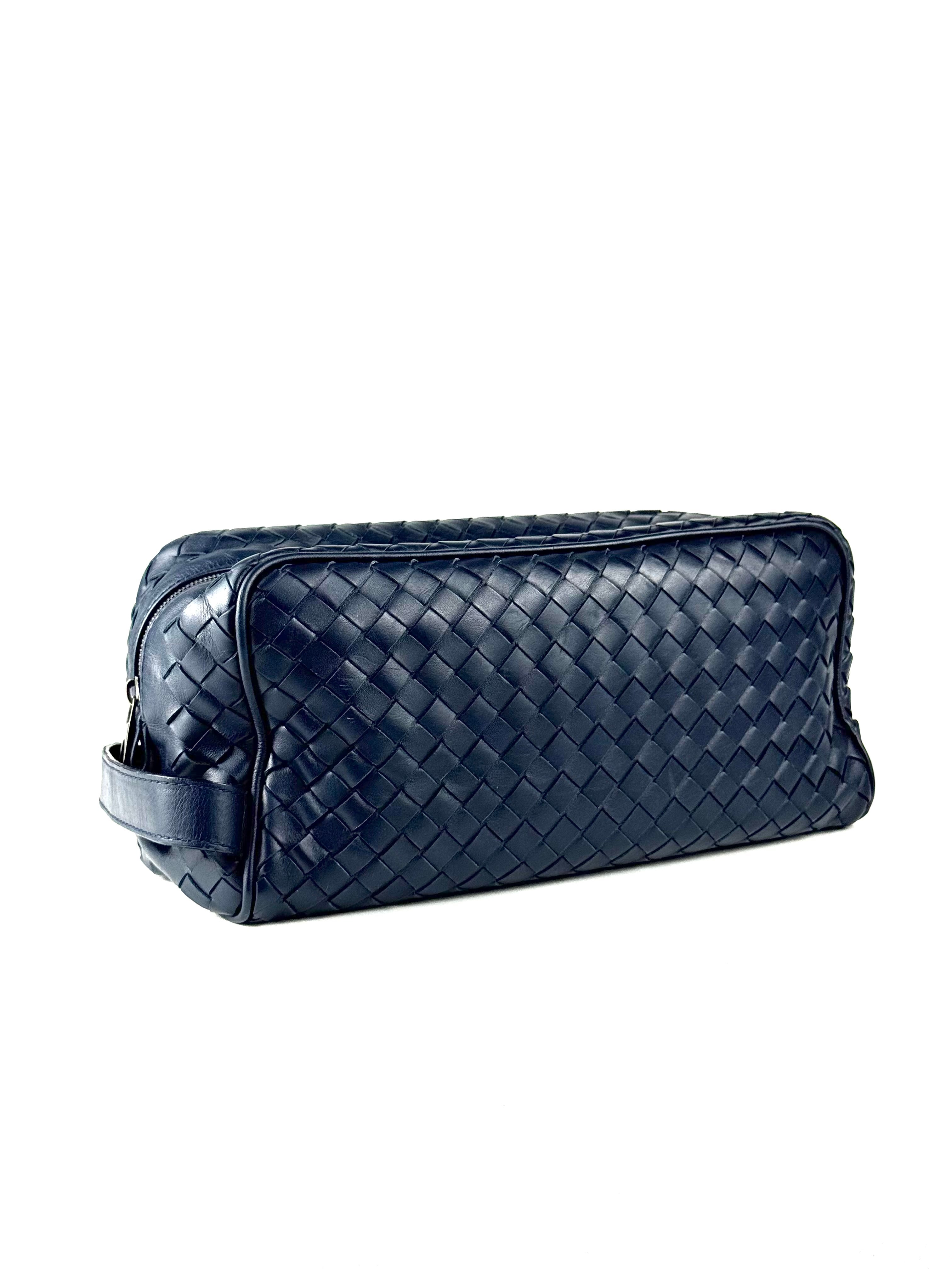 Bottega Veneta Intrecciato Navy Toiletry Pouch