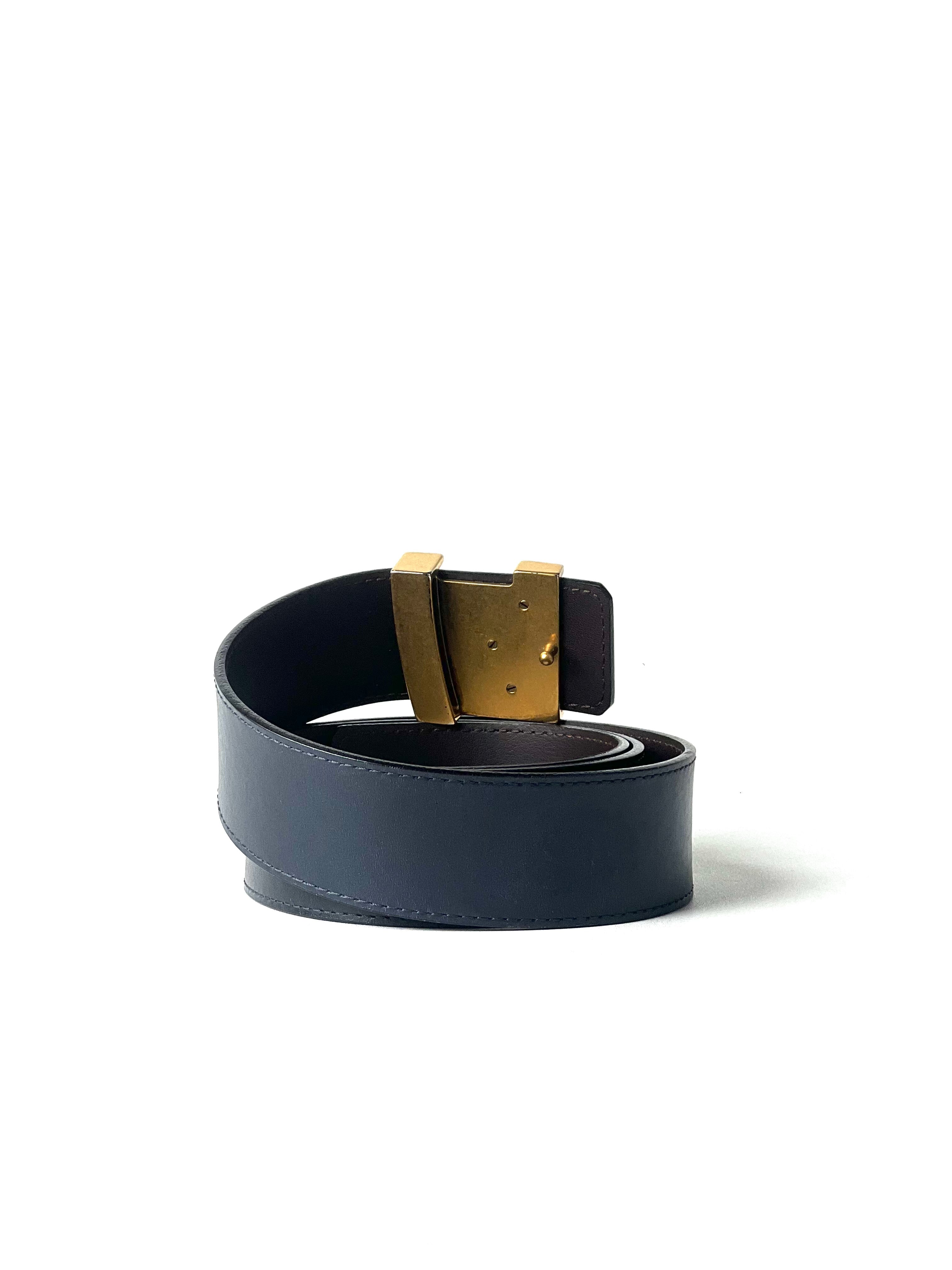 Louis Vuitton Initial Logo Navy Reversible Belt
