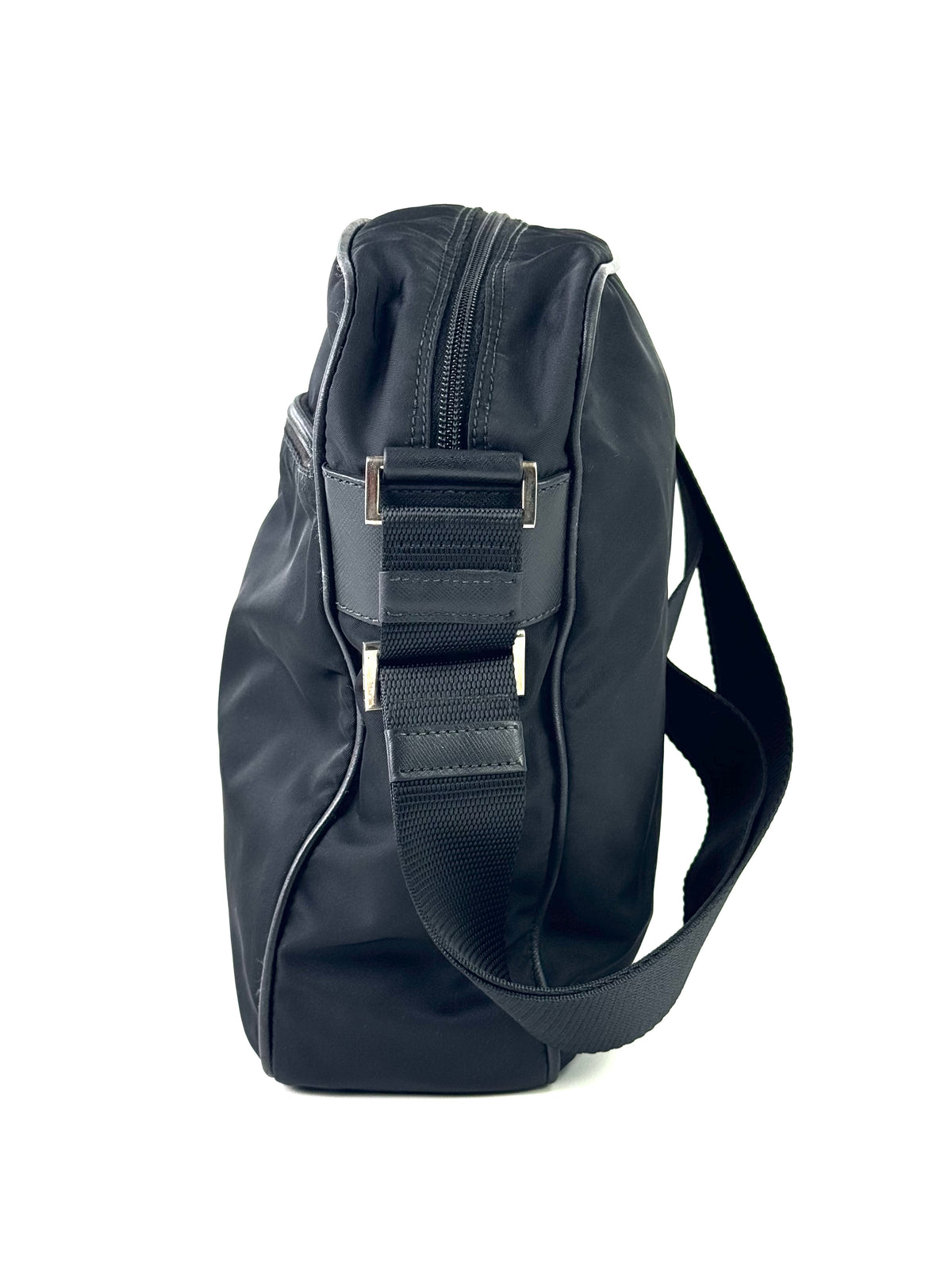Prada Triangle Logo Nylon Black Messenger Bag