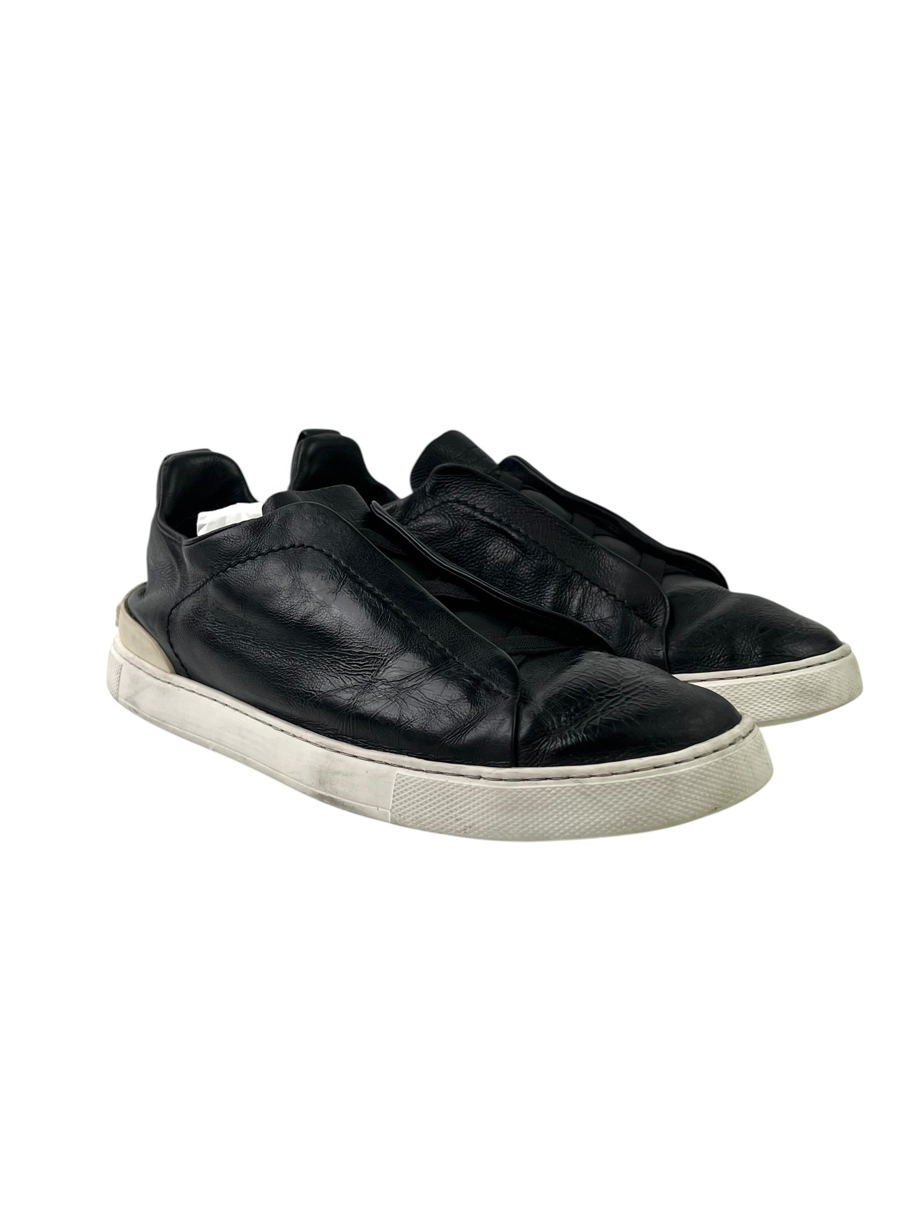 Zegna Triple Stitch Secondskin Black Slip-On
