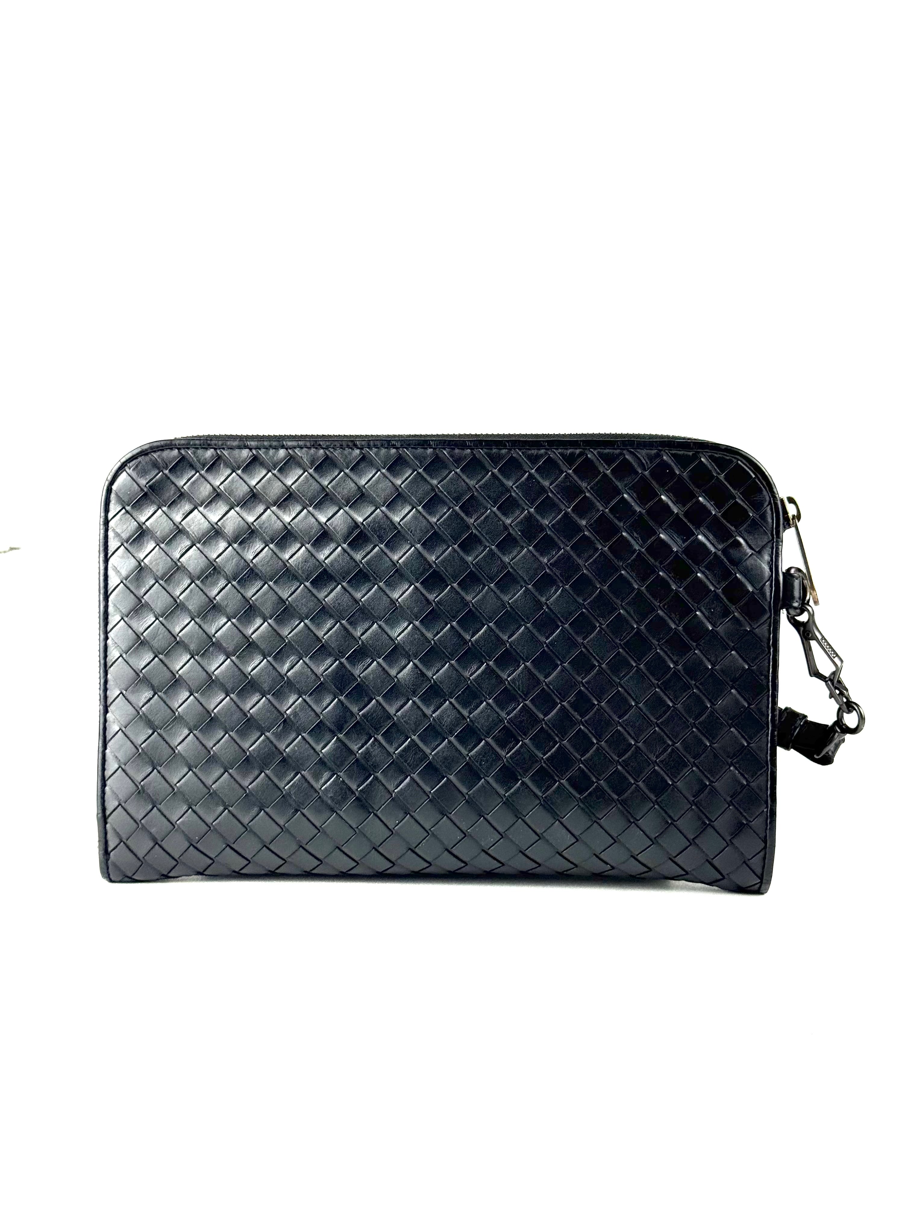 Bottega Veneta Intrecciato Black Vitello Clutch