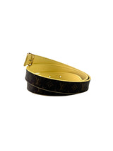 Louis Vuitton Gold Buckle 20MM Monogram Macassar Belt 5