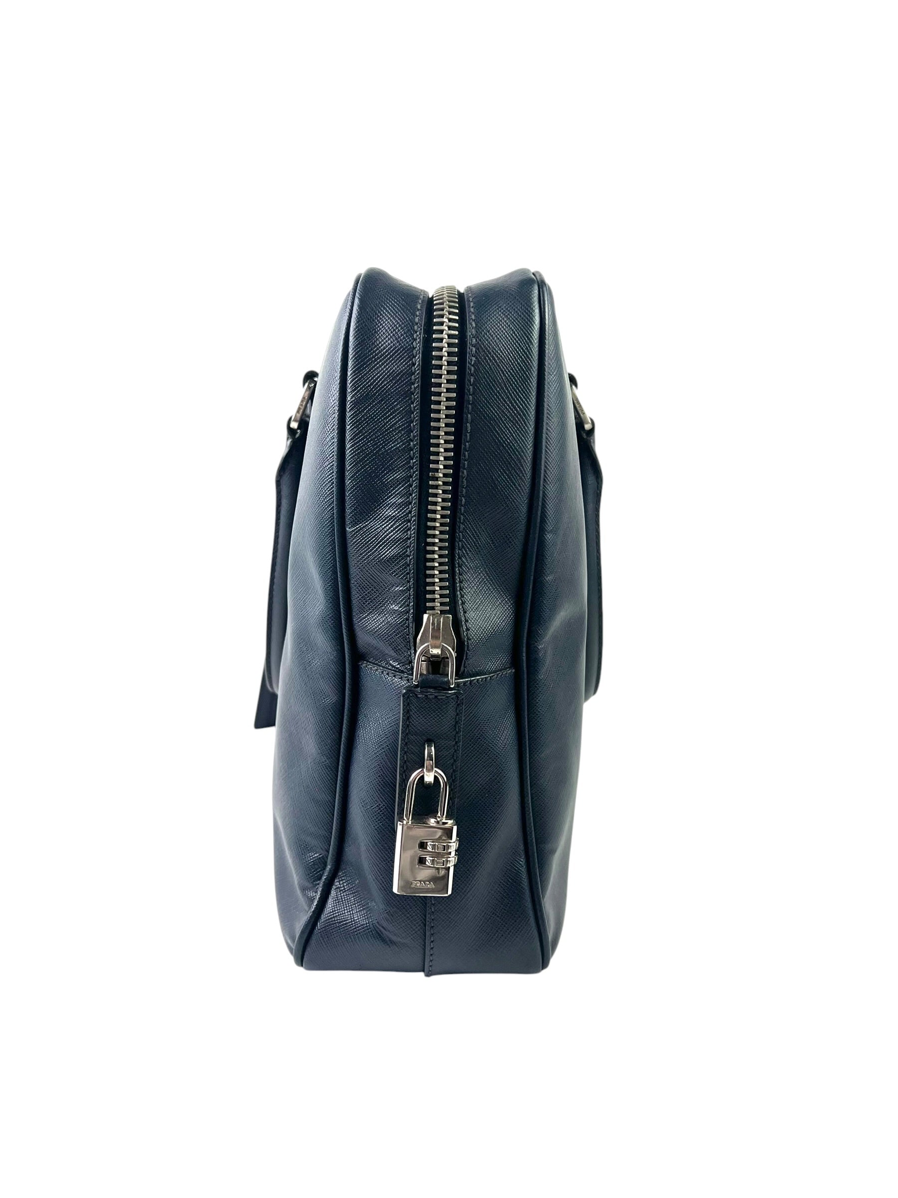 Prada Triangle Logo Saffiano Leather Briefcase
