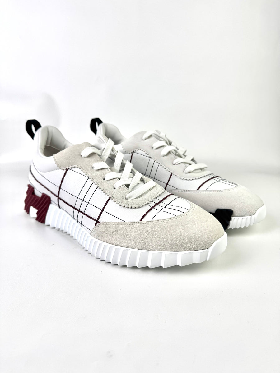Hermès Bouncing Stitch White Leather Sneakers