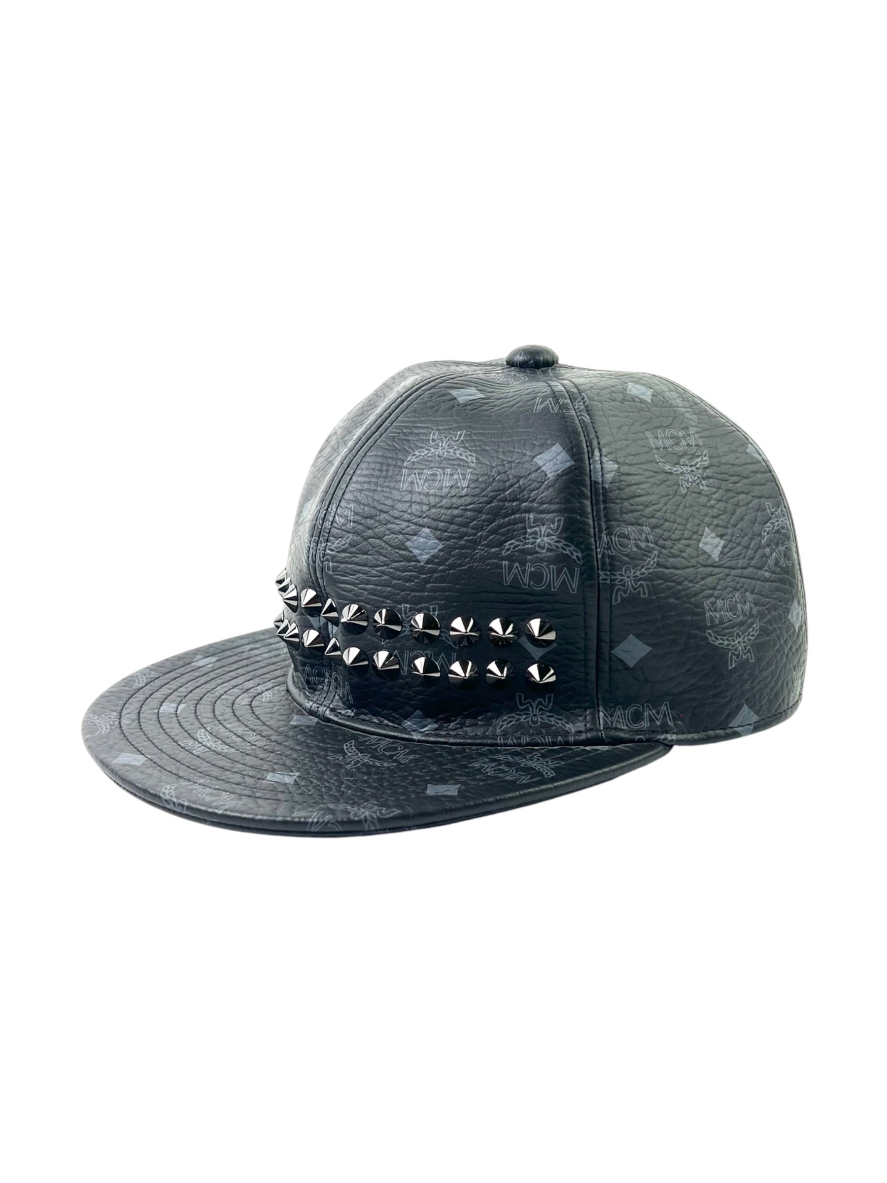 MCM Studs Visetos Leather Cap
