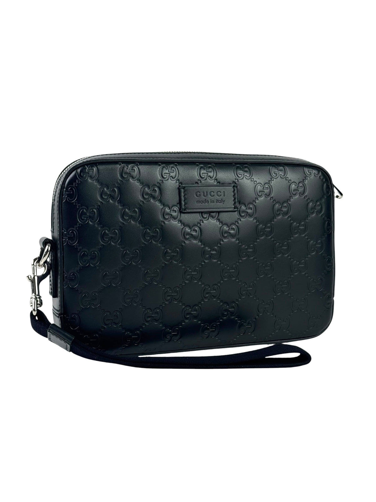 Gucci Guccissima Black Pochette With Wristlet
