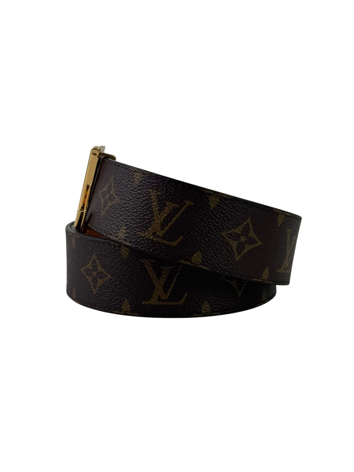 Louis Vuitton Gold Buckle Monogram Macassar Reversible Belt