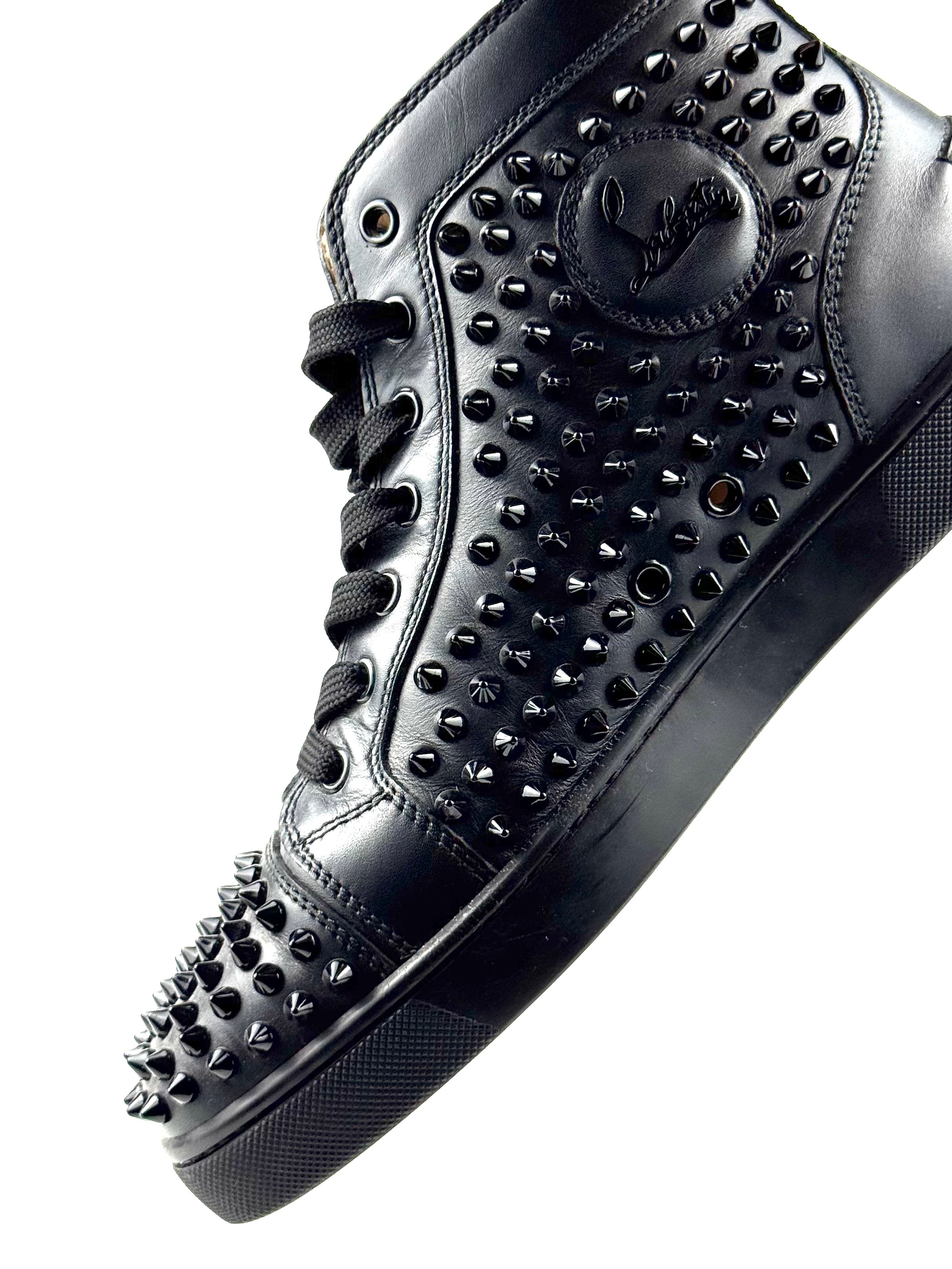 Christian Louboutin High Top Calf Black Sneakers