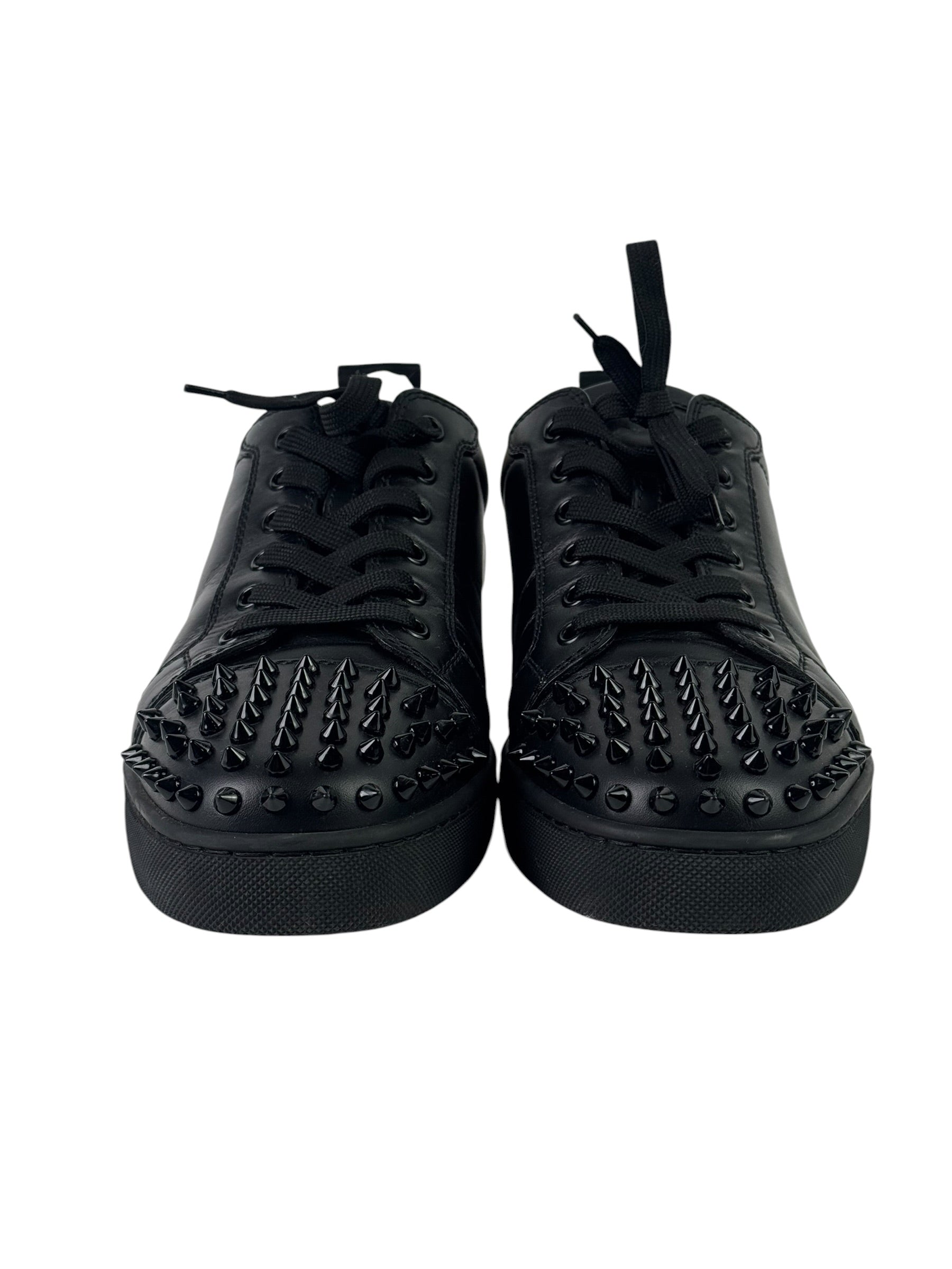 Christian Louboutin Junior Spike Calf Skin Black Sneakers