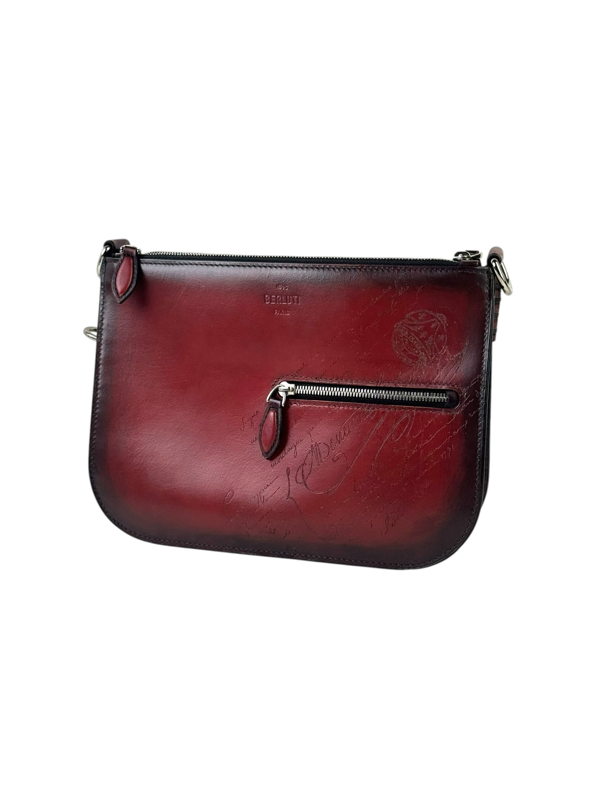 Berluti Scritto Red Salmon Nino Duo Venezia Leather Messenger Bag