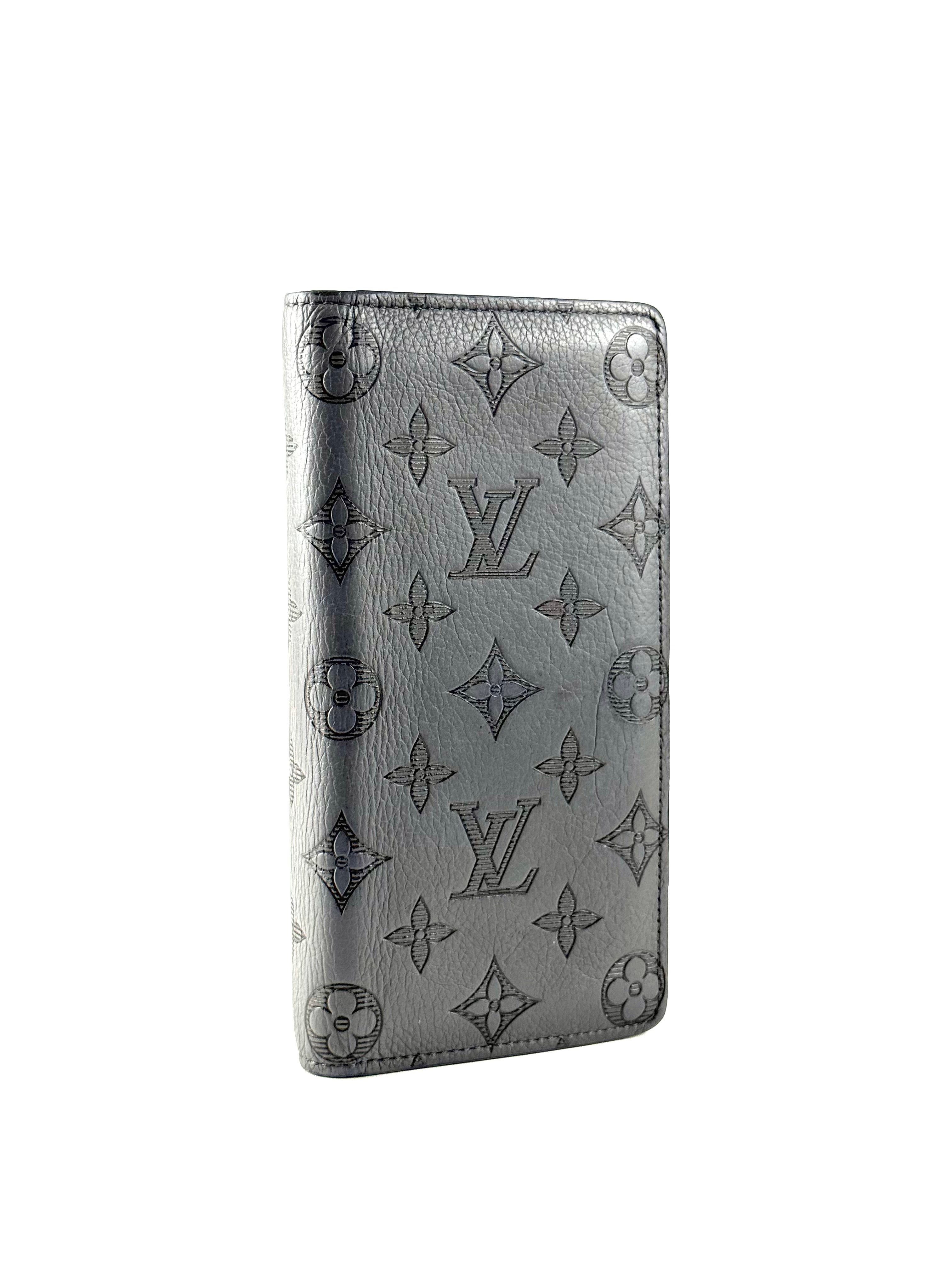 Louis Vuitton Shadow Monogram Grey Brazza Long Wallet
