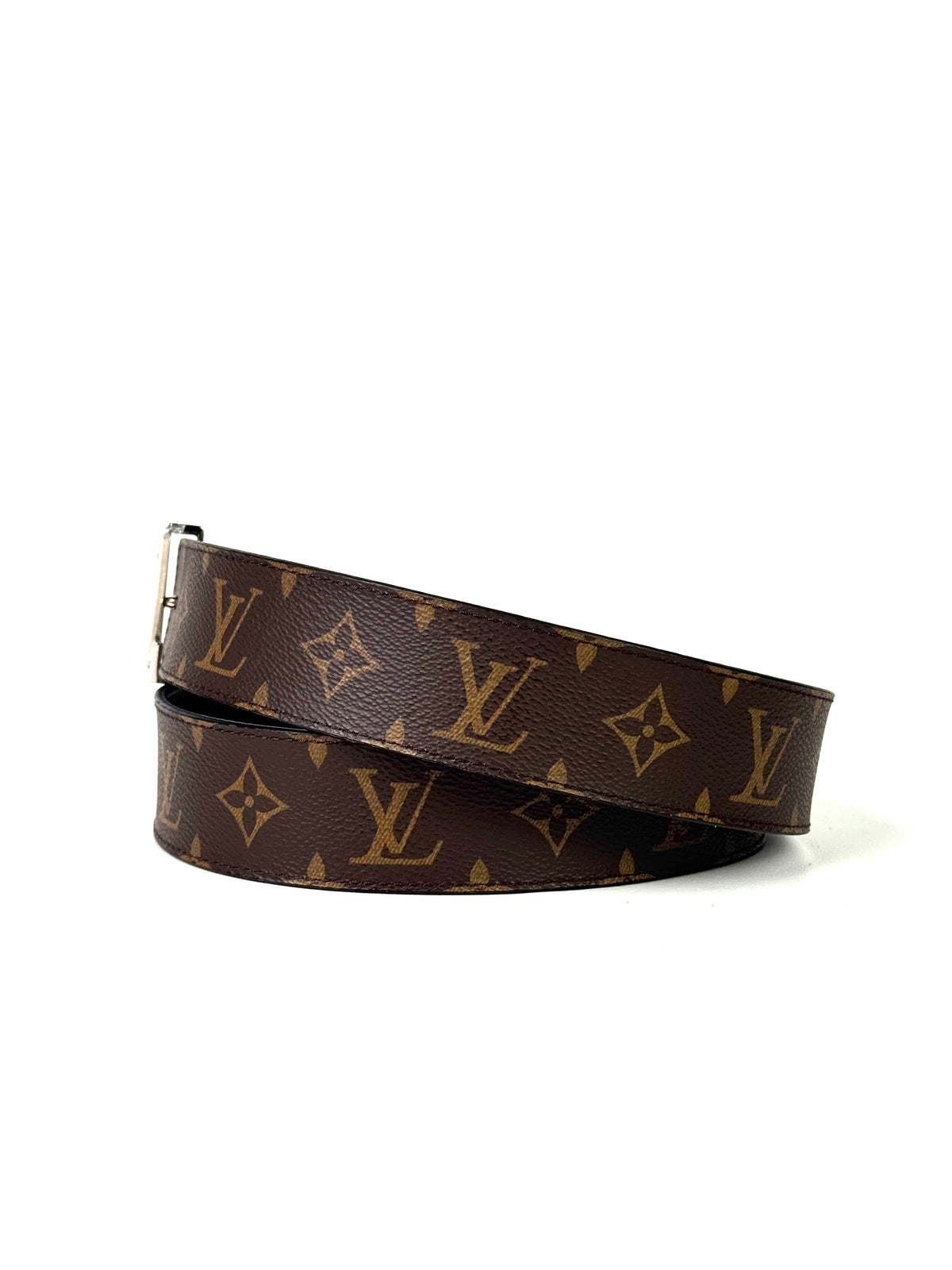 Louis Vuitton Initial Silver Buckle Monogram Macassar Belt