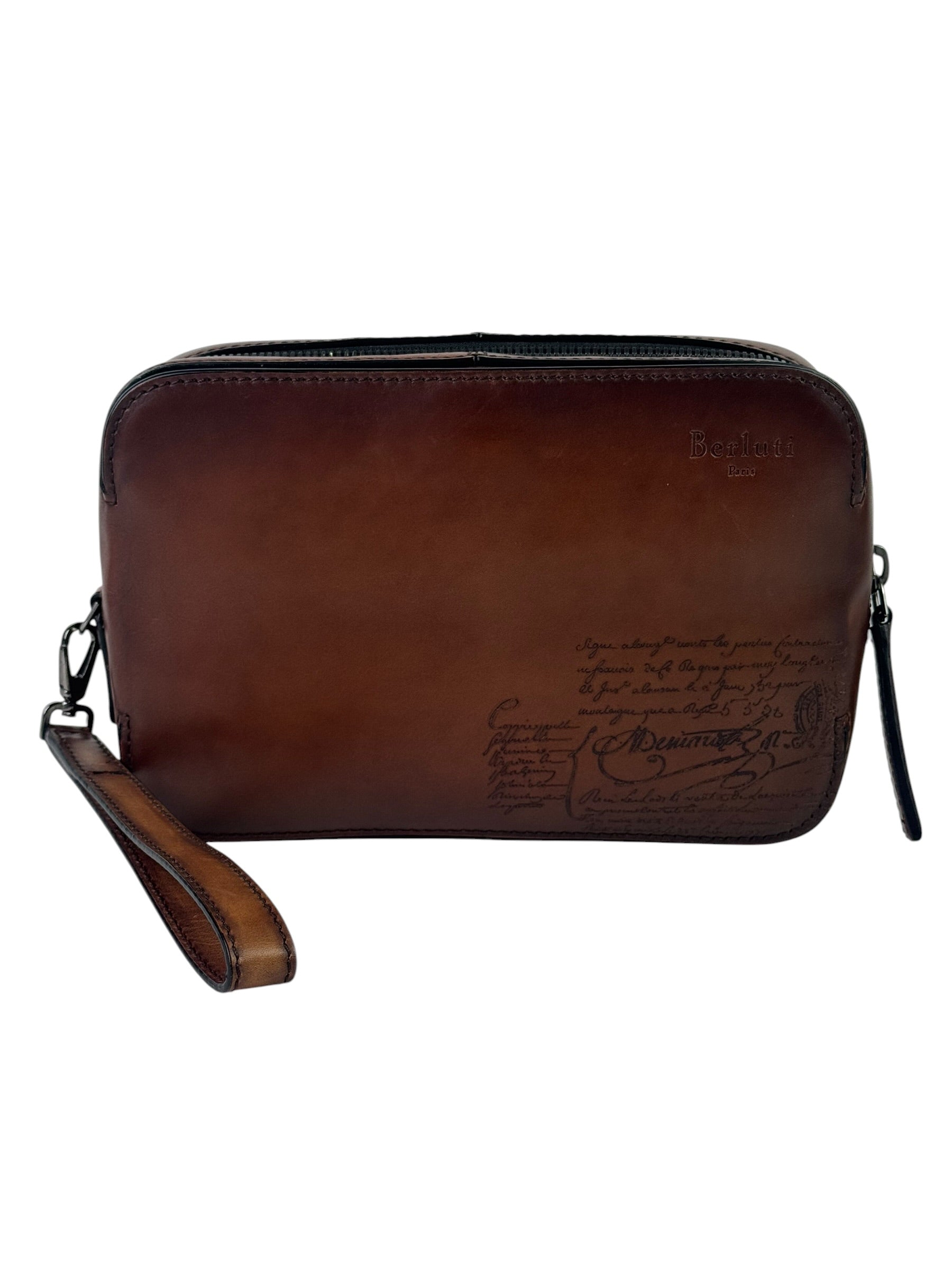 Berluti Scritto Signature Brown Clutch